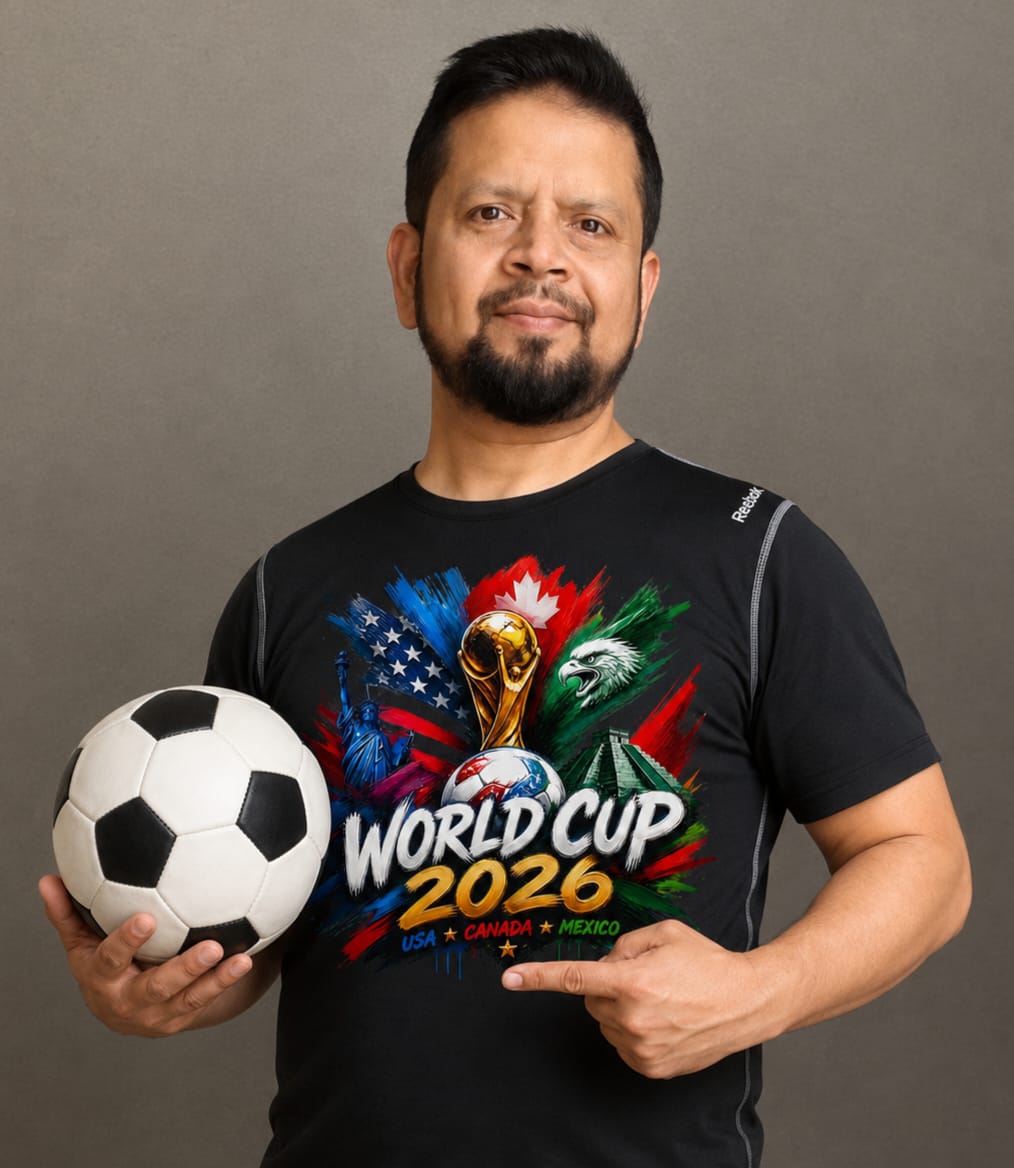 Enamul Haque wearing a World Cup 2026 T shirt